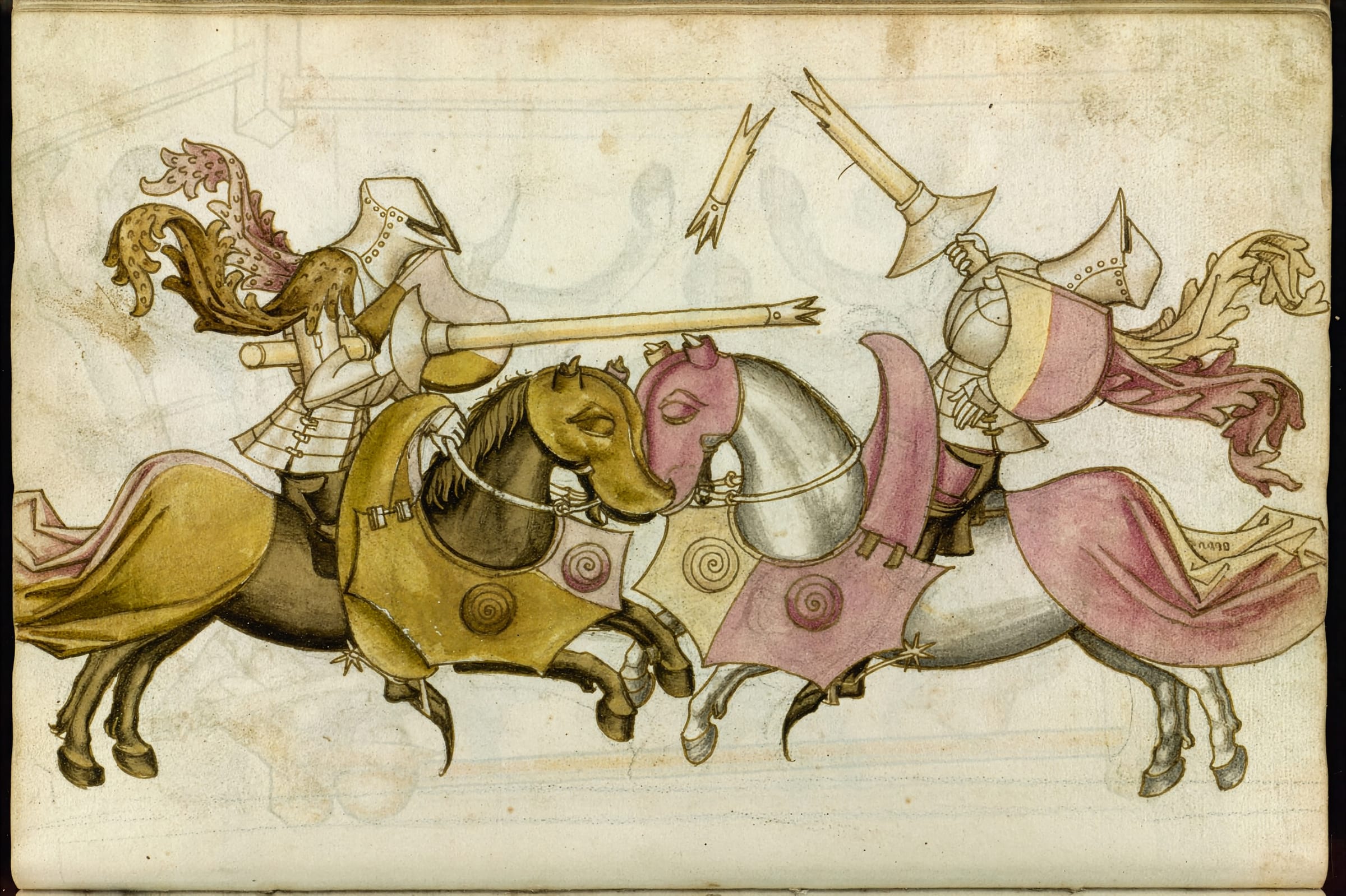 Knights in combat · illuminated manuscript · 14th century